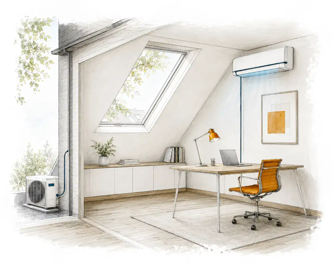 Single-Split-Klimaanlage mit einem Innen- und einem Außengerät für einen einzelnen Wohnraum